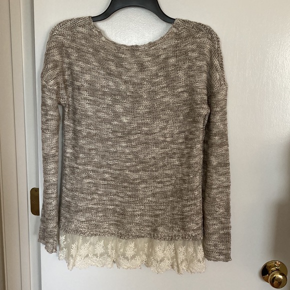 Rewind XS khaki, cream tweed, lace sweater - Picture 6 of 9